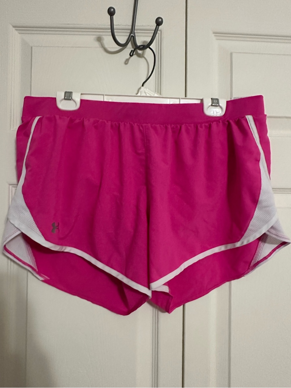 Under Armour Women's Hot Pink Athletic Running Shorts with White Trim